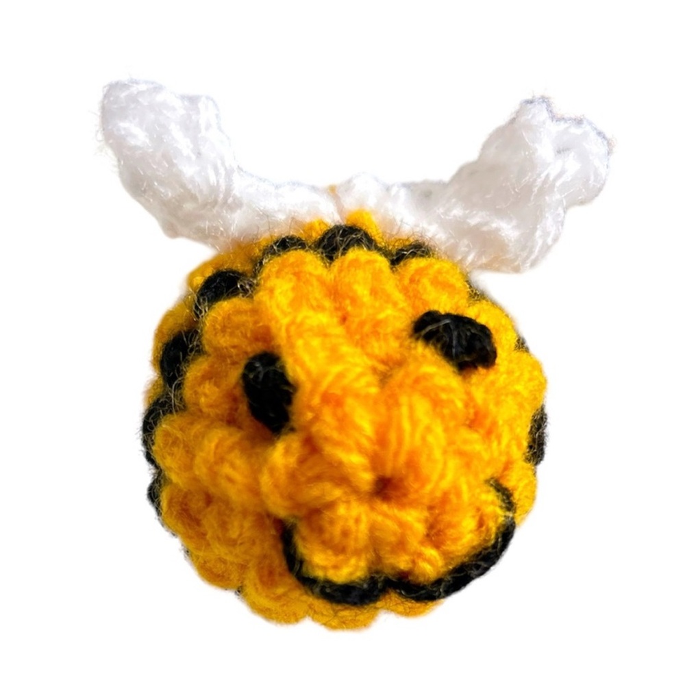 Hand Crafted Yellow Bumblebee Cat Toy Crochet Organic Catnip Interactive Toy - Picture 3 of 12